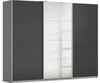 rauch Kleiderschrank, Schwebetürenschrank KULMBACH, 3-türig, 1 Spiegeltüre, inkl. Türdämpfer und weiterem Zubehör, Hochglanz Effektgrau/Grau metallic, 271 x 211 x 62 cm Bild 3