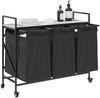 vidaXL Wäschekorb 3 Fächer mit Rollen Grau Sonoma 859093 Bild 4