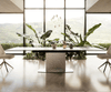 Esstisch Edge 200-300x100 Keramik Calacatta Luxe Weiß-Gold-Grau Wave Edelstahl ausziehbar Bild 2