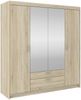 Elena 4-türig Kleiderschrank Drehtürenschrank Wäscheschrank Sonoma Eiche Spiegel Bild 4