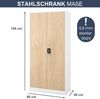 MegaDeal 4x Aktenschrank abschließbar JAN - 5 Ebenen verstellbar, Flügeltüren | Metallschrank Werkstatt Mehrzweckschrank Büroschrank aus Stahl Werkzeugschrank, 195x90x40cm Weiß-Sonoma Eiche Bild 2