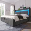 Polsterbett, Leinen mit LED, Stauraum & USB-Anschluss, 160x200 cm, Grau, mit Matratze Bild 4