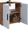 Badmöbel-Set Irma Weiß Hochglanz/Goldkraft Eiche 4 Teile, mit Hochschrank Vicco Bild 2