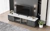 TV-Schrank 160 x 40 x 38,5 cm aus MDF in Grau mit Marmoroptik, 4 Schubladen, 2 Glastüren Bild 3