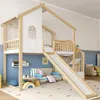Hochbett mit Rutsche und Lattenrost, 90x200 cm, Kinderbett mit Rausfallschutz und Treppe, Spielbett, Kiefer Bild 3