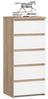 Home Collective Kommode 40 cm breit Holz Highboard Sideboard für Flur Schlafzimmer Wohnzimmer (Mehrzweckschrank Schrank schmal Kommode Schlafzimmer mit Schubladen), Kinderzimmer Organizer, 92 cm hoch mit 5 Schubladen sonoma Eiche-weiß Bild 4