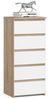 Home Collective Kommode 40 cm breit Holz Highboard Sideboard für Flur Schlafzimmer Wohnzimmer (Mehrzweckschrank Schrank schmal Kommode Schlafzimmer mit Schubladen), Kinderzimmer Organizer, 92 cm hoch mit 5 Schubladen sonoma Eiche-weiß Bild 5