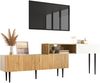Moderner TV-Schrank mit verstellbarer Länge,Holzfarbe+Weiß,220×30×63.5 cm,modernes Design, viel Stauraum Bild 5