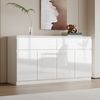 FUFU&GAGA Sideboard Weiß PET Hochglanz LED Kommode grifflos 120 / 155 cm Bild 2