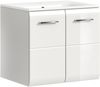 welltime Waschbeckenunterschrank (2-St) Florenz, Waschtisch inkl. Waschbecken, Weiß Hochglanz Tiefzieh Bild 2