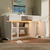 Merax Sideboard Weiß mit LED 140x40x85 cm, Kommode mit 2 Schubladen und 3 Türen, Schrank mit verstellbaren Einlegeböden, moderner Wohnzimmerschrank Flur Küchenschrank Bild 2