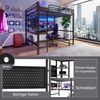 Merax Hochbett, Kinderbett, Etagenbett 140 x 200cm, mit Schreibtisch, Trittleiter, mit usb+type-c Steckdose, mit LED Leiste, ohne Matratze, schwarz Bild 5