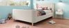 Polsterbett Schlittenbett 90×200 cm mit Weltraum-Muster, Samtbezug & Lattenrost, Beige Bild 2