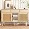 Sideboard 120x40x78 cm mit 3 Schubladen und Rattangriff – Elegantes Design in Eiche Bild 2