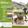tillvex Sonnenschirm Taupe Ø 300 cm Ampelschirm Gartenschirm Marktschirm Kurbel Balkon Alu Neigbar Bild 5