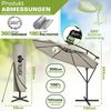 tillvex Sonnenschirm Taupe Ø 300 cm Ampelschirm Gartenschirm Marktschirm Kurbel Balkon Alu Neigbar Bild 2