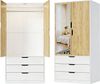 TWSOUL Kleiderschrank Garderobenschrank, 2 Türen und 3 Schubladen Spiegel&Sensorlicht, 180cm Kleiderstange, Mehrzweckschrank Schlafzimmer, Kinderzimmer, grifflos Bild 5