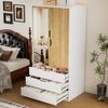 TWSOUL Kleiderschrank Garderobenschrank, 2 Türen und 3 Schubladen Spiegel&Sensorlicht, 180cm Kleiderstange, Mehrzweckschrank Schlafzimmer, Kinderzimmer, grifflos Bild 2