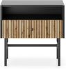 AX LIVING Nachttisch mit Schublade Dinley 55 cm Schwarz mit Eiche-Riffel Bild 2