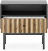 AX LIVING Nachttisch mit Schublade Dinley 55 cm Schwarz mit Eiche-Riffel Bild 3