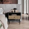 AX LIVING Nachttisch mit Schublade Dinley 55 cm Schwarz mit Eiche-Riffel Bild 5