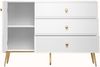 Kommode Sideboard in weiß Hochglanz mit goldfarbenen Griffen und Füßen GUBIN-131, B/H/T: ca. 120/85/40 cm Bild 2