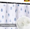 ANRO Duschvorhang FASTY Tropfen Anti-Schimmel Polyester Badezimmervorhang Bad-Stoff Breite 120 cm (Packung, 1-tlg, Duschvorhang inkl. Aufhängeringe), robuster Vorhang Stangenaufhängung 120x200 cm Skandi Bad Blau Bild 2