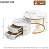 REDOM Couchtisch Runde Nestform, MDF-Material in Marmoroptik (Sofatisch, Wohnzimmertisch, 2-St, bis 30 kg belastbar), mit 2 Schubladen Bild 3