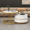 REDOM Couchtisch Runde Nestform, MDF-Material in Marmoroptik (Sofatisch, Wohnzimmertisch, 2-St, bis 30 kg belastbar), mit 2 Schubladen Bild 5