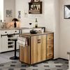 SoBuy Küchenwagen Rollwagen Sideboard, Küchentrolley, Küchenwagen mit Arbeitsplatte, Rollwagen, Kücheninsel mit Türen und Schubladen Küchenschrank Bild 4