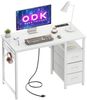 ODK Schreibtisch mit 3 Schubladen, Steckdosen & USB-Ladeanschlüssen (1-St), Kleiner Computertisch 100x45 cm Bild 3
