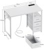 ODK Schreibtisch mit 3 Schubladen, Steckdosen & USB-Ladeanschlüssen (1-St), Kleiner Computertisch 100x45 cm Bild 2