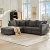 Ecksofa 220 x 194 x 85 cm mit Hocker – modulares 5-Sitzer Sofa aus Baumwolle und Leinen in Grau Bild 1