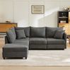 Ecksofa 220 x 194 x 85 cm mit Hocker – modulares 5-Sitzer Sofa aus Baumwolle und Leinen in Grau Bild 2