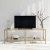 Dmora Fernsehschrank Donata, Ständer für Wohnzimmerfernseher, Niedriges Wohnzimmer-Sideboard, TV-Ständerbasis, 130x40h45 cm, Gold Bild 4