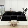 Sofa modular U‑Form, Sitzfläche variabel, Chenille Schwarz, abnehmbare Rüschen & Hocker，272x140x93 cm Bild 3