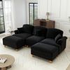 Sofa modular U‑Form, Sitzfläche variabel, Chenille Schwarz, abnehmbare Rüschen & Hocker，272x140x93 cm Bild 5