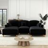 Sofa modular U‑Form, Sitzfläche variabel, Chenille Schwarz, abnehmbare Rüschen & Hocker，272x140x93 cm Bild 2