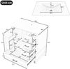 Flieks Waschtisch 76x46x83.5cm, freistehender Badezimmerschrank mit Keramikwaschbecken, Türregal, 4 Schubladen, weiß Bild 4