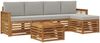 vidaXL Outdoor-Sofagarnitur mit Kissen 6 pcs Natürlich und Hellgrau 3384267 Bild 2