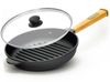 Ø24cm Grillpfanne Gusseisen mit Pressdeckel Glasdeckel Pfannenwender Induktion Holzgriff Bratpfanne Pfanne Feuerpfanne Bild 2