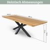 Massivholz Wohnzimmertisch mit Baumkante RAGNAR - 280x100cm, Eichenholz, H-Spider Gestell | Esstisch Holz Küchentisch Esszimmertisch Bild 2
