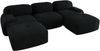 3-Sitzer Sofa 298×178×75 cm aus Cordstoff rahmenlos modular mit 2 Hockern, schwarz Bild 5
