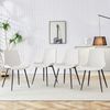 4-teiliges Set weiße Kunstleder-Esszimmerstühle,Modernes Design mit verbreiterter Sitzfläche Rückenlehne & rutschfesten Metallfüßen für Zuhause und Büro,Kunstleder,weiß, Bild 2