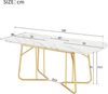 Esstisch ausziehbar H 75 x T 140/180 x B 80 cm, MDF in Marmoroptik, goldfarbene Metallbeine Bild 5