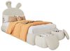 OKWISH Kinderbett Funktionsbett Stauraumbett Polsterbett (Hasenohren mit einstellbarer Helligkeit warmfarbenen Lichtstreifen, mit zwei Aufbewahrungshockern, Kinderbett mit Holzlatten 90x200 cm), mit Matratze Bild 4