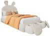 OKWISH Kinderbett Funktionsbett Stauraumbett Polsterbett (Hasenohren mit einstellbarer Helligkeit warmfarbenen Lichtstreifen, mit zwei Aufbewahrungshockern, Kinderbett mit Holzlatten 90x200 cm), mit Matratze Bild 5