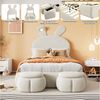 OKWISH Kinderbett Funktionsbett Stauraumbett Polsterbett (Hasenohren mit einstellbarer Helligkeit warmfarbenen Lichtstreifen, mit zwei Aufbewahrungshockern, Kinderbett mit Holzlatten 90x200 cm), mit Matratze Bild 3