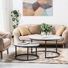 2er-Set runde Couchtische, moderner Wohnzimmertisch & Sofatisch mit Nestfunktion, Beistelltische Ø80 cm und Ø60 cm, stapelbar và dekorativ für Wohnzimmer, 45cmx80cmx80cm, Weiß+Gold Bild 5