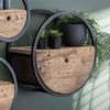 Wandregal Ronde aus massivem recyceltem Hartholz, modern rustikal, Natur, mit Schublade Ø 50 cm Bild 3